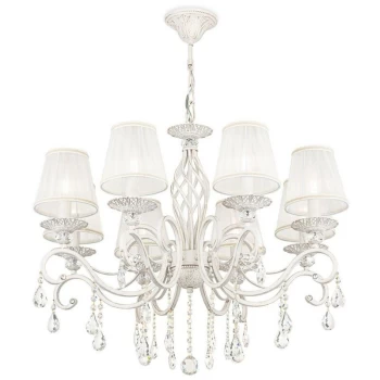 Maytoni Lighting - Grace Chandelier White with Gold & Crystal, with Shades, 8 Light, E14