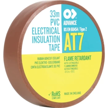 AT7 Brown PVC Insulation Tape - 19MM X 33M