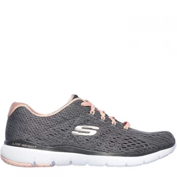 Skechers Flex 3 Trainers Ladies - Charcoal/Pink