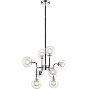 Impex Remy 8 Light Pendant Ceiling Light Chrome Black