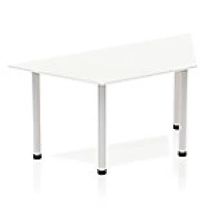 Impulse Trapezium Table 1600 White Post Leg Silver