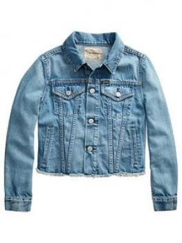 Ralph Lauren Girls Polo Print Denim Jacket - Blue