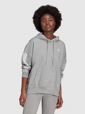 adidas Originals 3 Stripe Hoodie, Medium Grey Heather, Size 22, Women