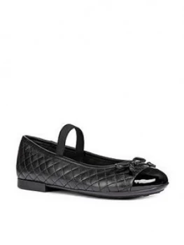Geox Plie Quilted Ballerina School Shoes - Black, Size 5 Older