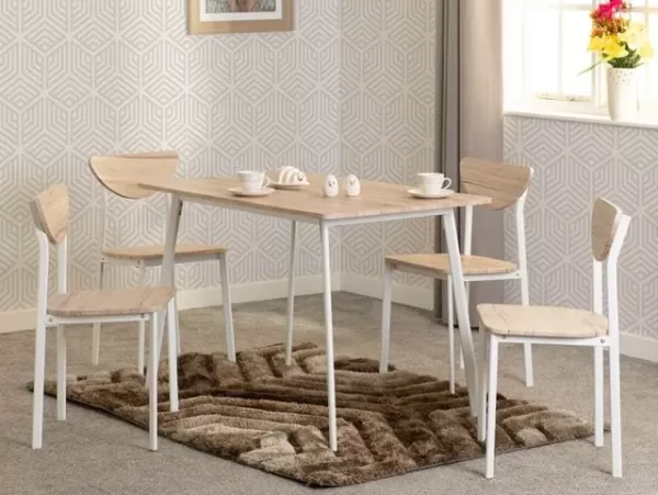 Seconique Riley White and Oak Dining Table and 4 Chair Set