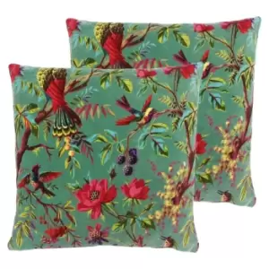 Paoletti Paradise Twin Pack Polyester Filled Cushions Aqua