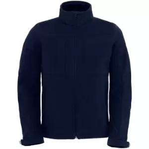 B&C Mens Hooded Softshell Breathable, Waterproof & Windproof Jacket (Fleece Lining) (XL) (Navy Blue)