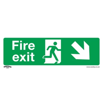 Safety Sign - Fire Exit (Down Right) - Rigid Plas - Pack of 10