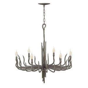 6 Light Chandelier Bronze Finish, E14