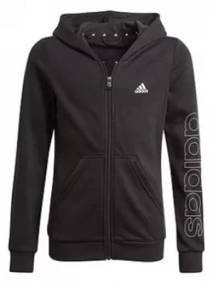 Adidas Junior Girls Lin Full Zip Hoody, Black/White, Size 14-15 Years, Women