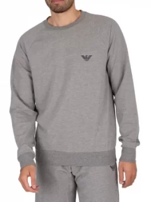 Emporio Armani All Over Logo Terry Sweatshirt Grey Melange Size L Men