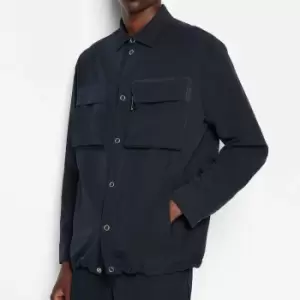 Armani Exchange Seersucker Zip Pocket Long-Sleeved Shirt - XL