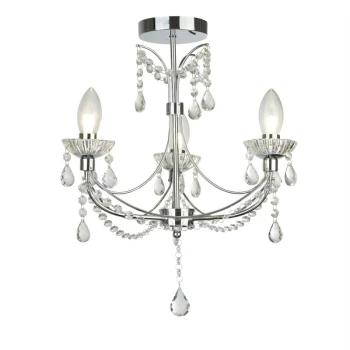 Searchlight Autumn - 3 Light Bathroom Chandelier Chrome, Crystal ,Glass IP44, G9