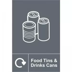 Food Tins & Drinks Cans Recycling&rsquo; Sign; Rigid 1mm PVC