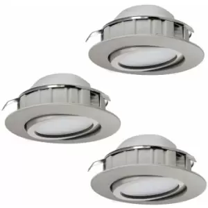 Loops - 3 pack Flush Ceiling Downlight Satin Nickel Plastic 6W Built in led