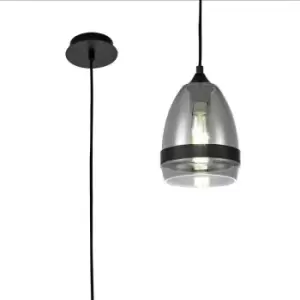 Luminosa Pendant 15cm Cone, 1 x E27 (Max 20W), Matt Black & Smoke