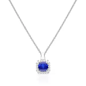 Diamonfire Silver White & Sapphire Zirconia Cushion Cut Necklace