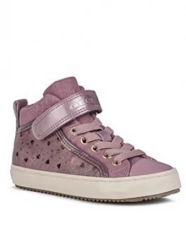 Geox Kalispera Girls Mid High Top Trainer - Pink, Size 5 Older