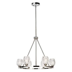 6 Light Multi Arm Chandelier Polished Nickel Finish, G9