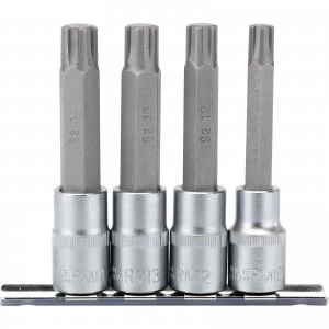 Draper 4 Piece 1/2" Drive Ribe Socket Bit Set 1/2" 100mm