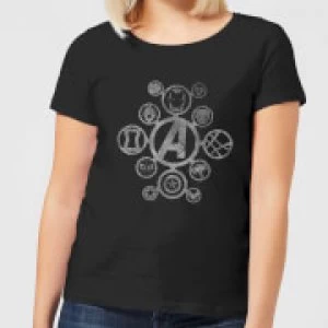 Avengers Distressed Metal Icon Womens T-Shirt - Black - XXL