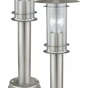 2 pack IP44 Outdoor Bollard Light Stainless Steel 500mm 60W E27 Driveway Post