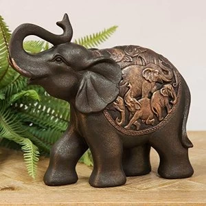 Resin Elephant Figurine with Trunk Raised - 20cm