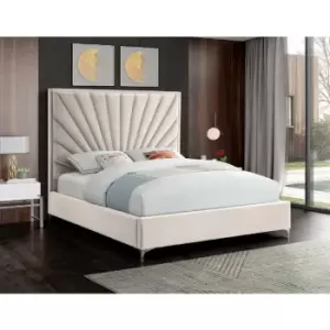 Envisage Trade - Errence Upholstered Beds - Plush Velvet, Super King Size Frame, Cream - Cream