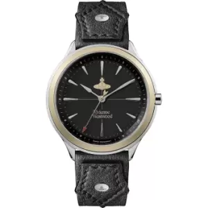 Vivienne Westwood Elhco Quartz Black Dial Black Leather Strap Ladies WatchvVV255SGBK