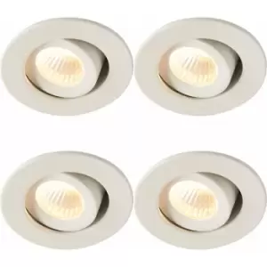 4 PACK Micro Adjustable Ceiling Downlight - 4W Warm White LED - Matt White