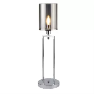 Catalina 1 Light Table Lamp Chrome with Smokey Glass Shade, E14