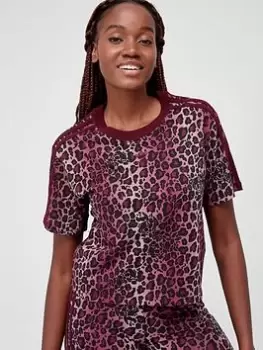 adidas Originals Animal Printed T-Shirt - Maroon, Maroon, Size 8, Women