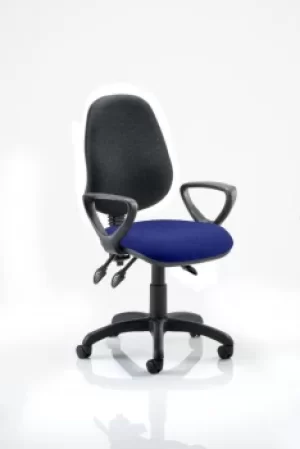 Eclipse III Lever Task Operator Chair Black Back Bespoke Seat With Loop Arms In Admiral Blue