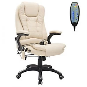 HOMCOM PU Leather Office W/Massage Function, High Back-Cream