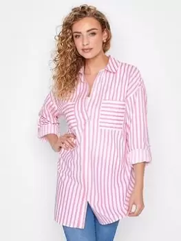 Long Tall Sally Hot Pink Stripe Oversized Shirt, Pink, Size 10, Women