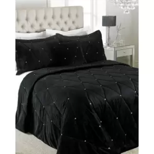 Riva Paoletti New Diamante Bedspread Set (220 x 240cm) (Black)