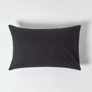 Black Egyptian Cotton Housewife Pillowcase 200 Thread Count - Black - Black - Homescapes