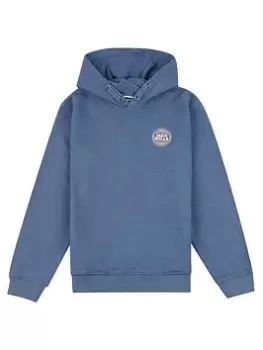 Jack Wills Boys Stamp Graphic Oversized Slub Hoodie - China Blue, China Blue, Size 8-9 Years