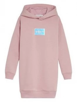 Calvin Klein Jeans Girls Monogram Badge Hoodie Dress - Pink, Size 14 Years, Women