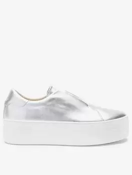 Mint Velvet Ellie Metallic Flatform Slip On Trainer, Silver, Size 41, Women