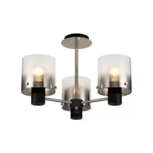 Luminosa Semi Ceiling Light, 3 x E27, Black, Smoke Fade Glass