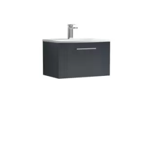 Nuie Deco 600mm Wall Hung Single Drawer Vanity & Basin 4 - Satin Anthracite