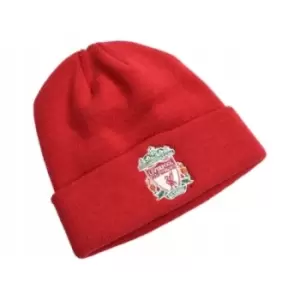 Liverpool FC Unisex Adult Knitted Cuff Crest Beanie (One Size) (Red)