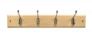 Wickes Light Duty Hook Rail - Pine/Nickel 450mm