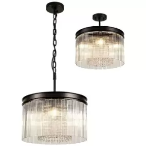 Small Cylindrical Ceiling Pendant, 5 Light E14, Brown Oxide - Luminosa Lighting