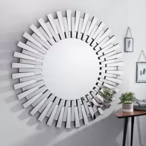 Starburst Large Silver Round Modern Mirror