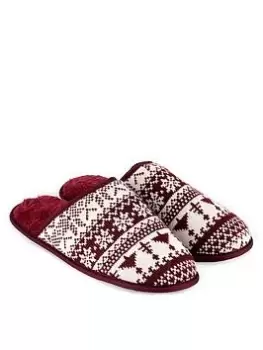 TOTES Mens Family Collection Fair Isle Mule Slipper - Multi Size M Men