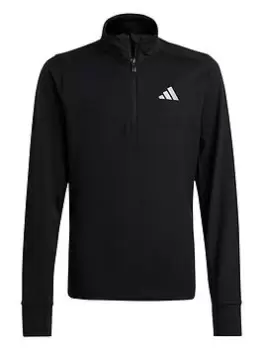 Boys, adidas Unisex Junior Run Icons Reflective 1/2 Zip Top - Black/Silver, Size 13-14 Years