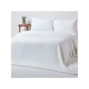 Organic Cotton Waffle Blanket/ Throw White, 228 x 228cm - White - Homescapes