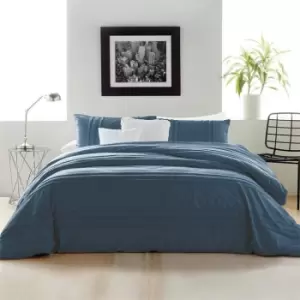 DKNY Chenille Stripe Cotton Duvet Cover - Blue